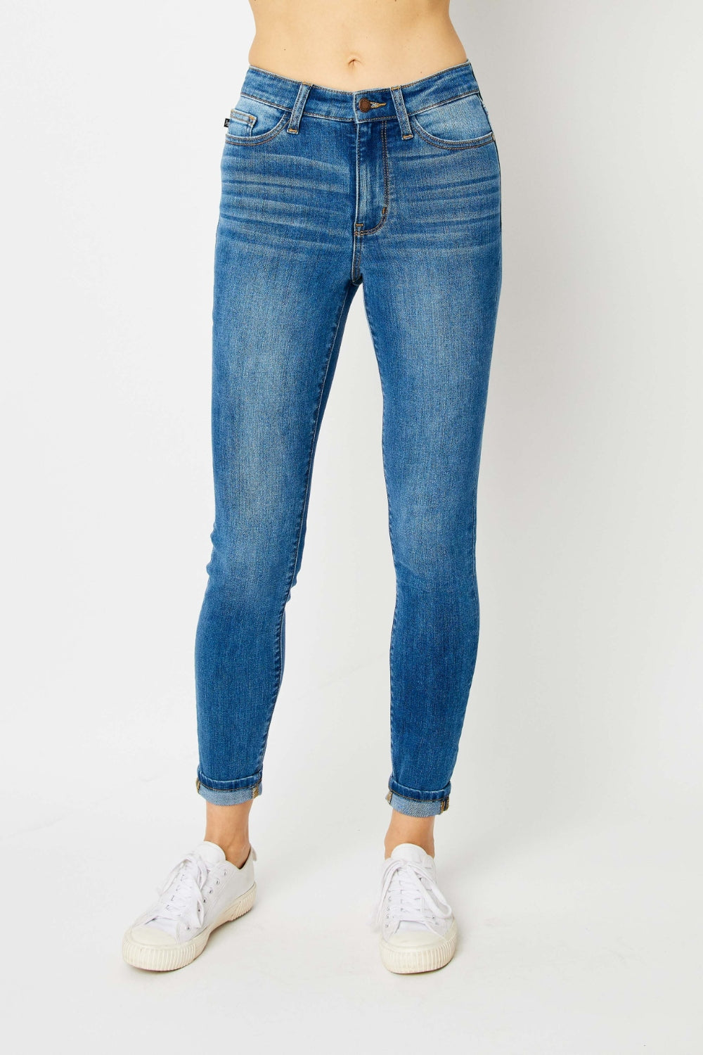 Judy Blue Full Size Cuffed Hem Low Waist Skinny Jeans