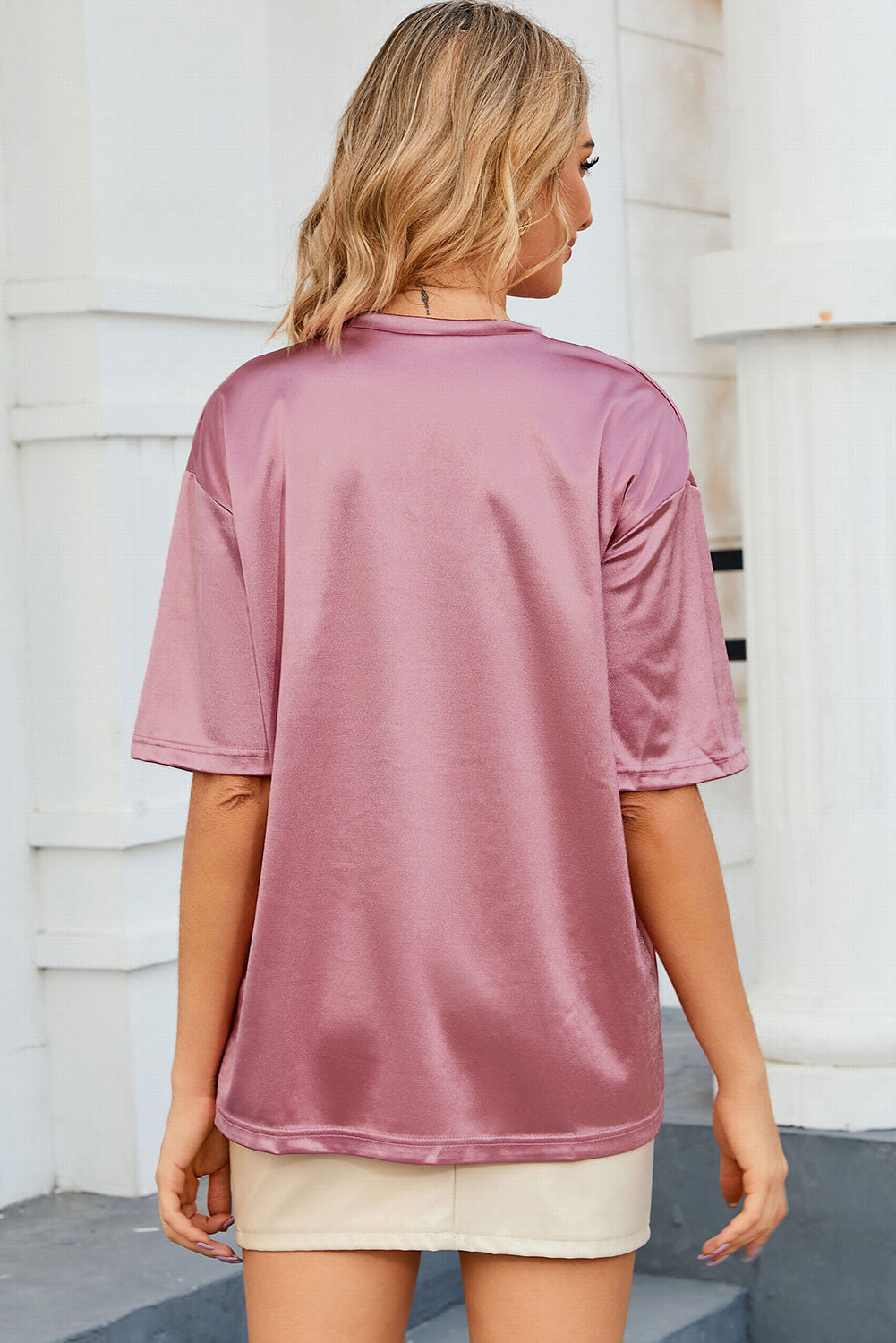 Double Take Round Neck Dropped Shoulder Top